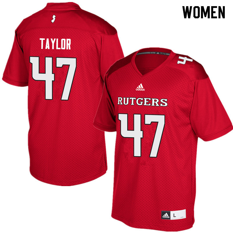 Women #47 Bill Taylor Rutgers Scarlet Knights College Football Jerseys Sale-Red - Click Image to Close